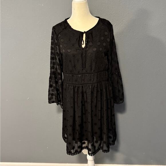 Altar’d State Dress Women’s Size M Black Sparkle Polka Dot Cocktail Flowy NWT - Picture 1 of 8